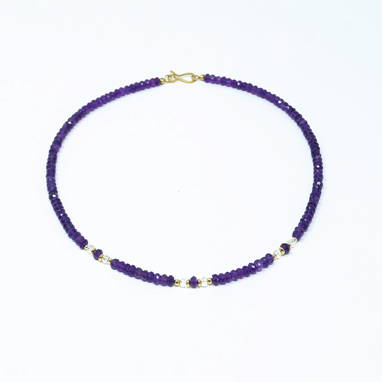 Collier Amethyst – Bergkristall – 750 Gelbgold