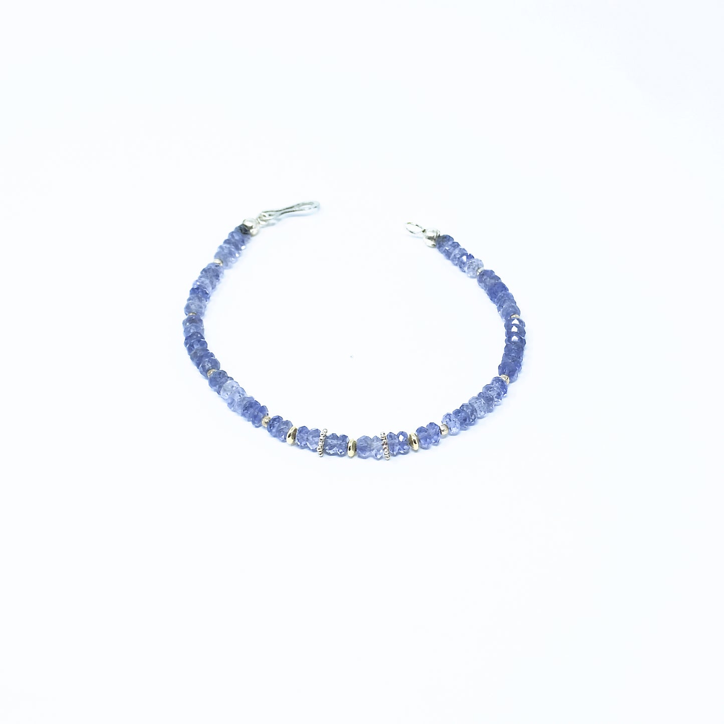 Armband aus Iolith - 925 Silber - 750 Gelbgold