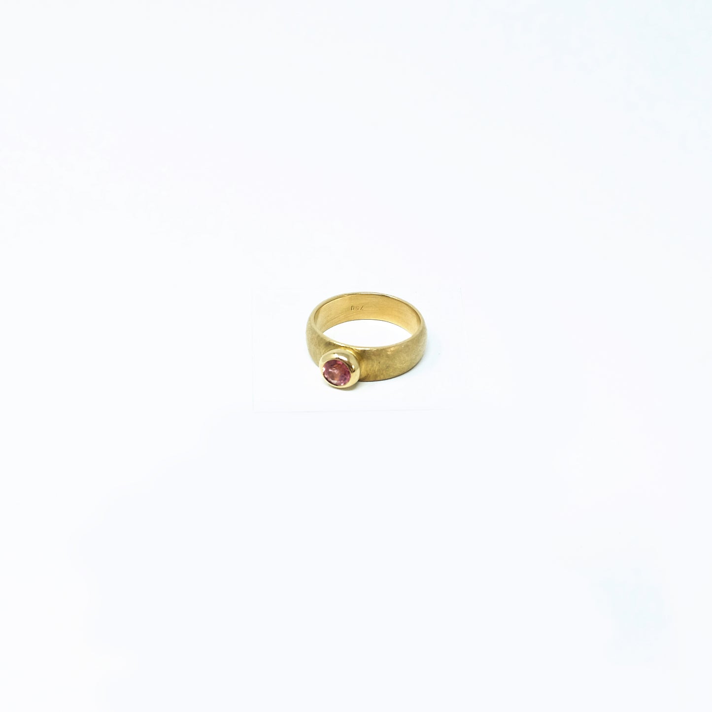 Rosa Turmalin Ring - 750 Gelbgold - breite Schiene - Unikat
