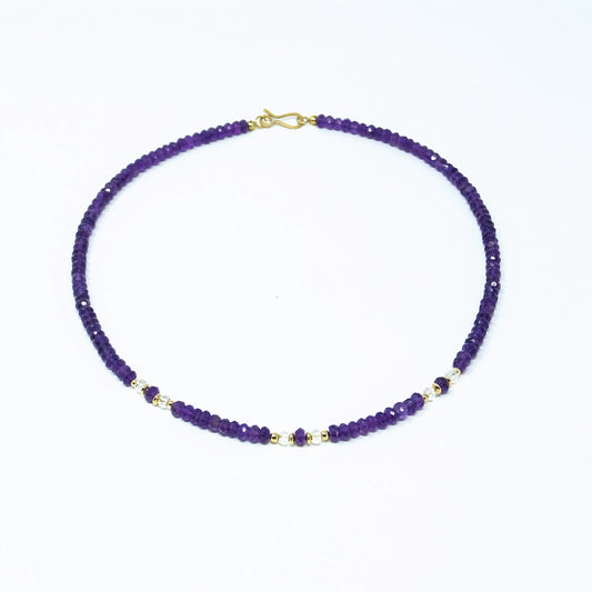 Collier Amethyst – Bergkristall – 750 Gelbgold