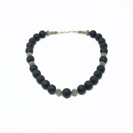 Onyx – Collier Onyx mattiert - 925 Silber