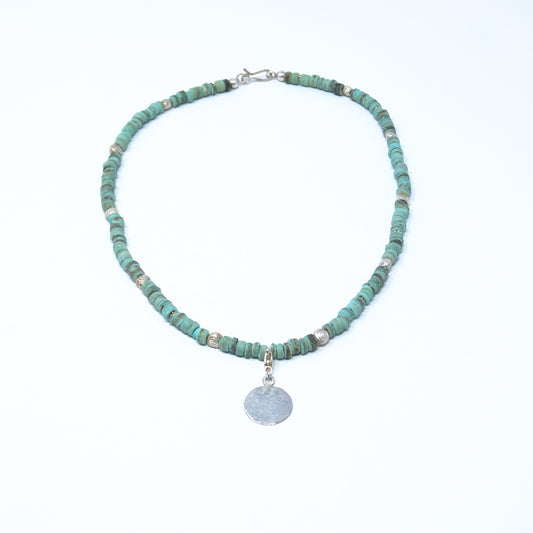 Steinkette mint-tükis - 925 Silber mit handgeschmiedetem Anhänger