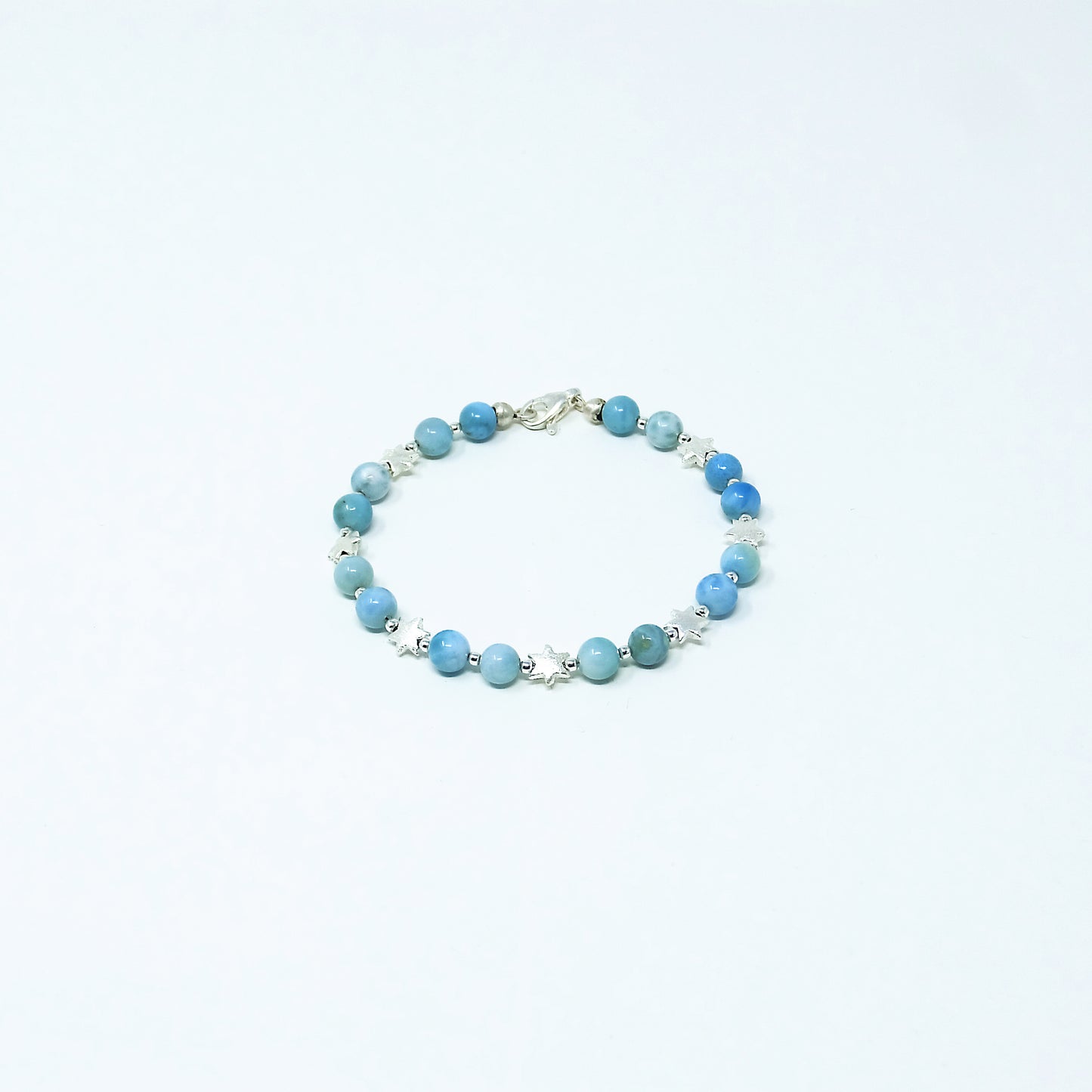 Armband Larimar - 925 Silber (mit Sternen)