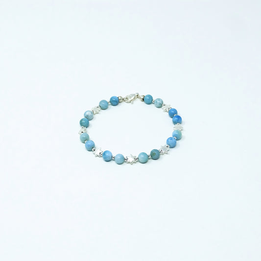 Armband Larimar - 925 Silber (mit Sternen)