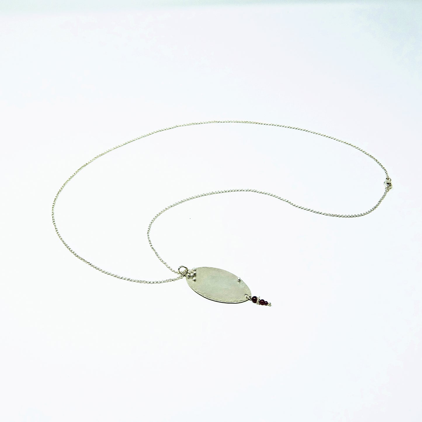 Lange Amulett-Kette 925 Silber - Granat