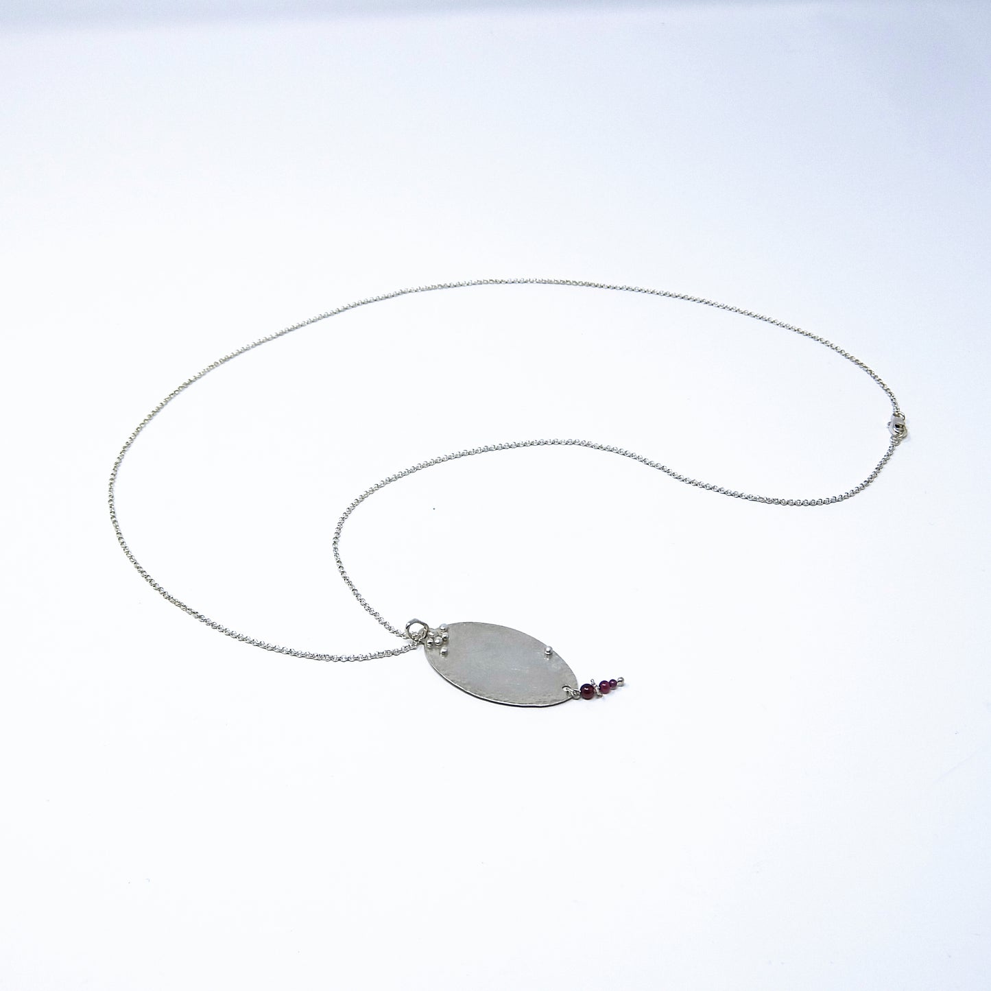 Lange Amulett-Kette 925 Silber - Granat